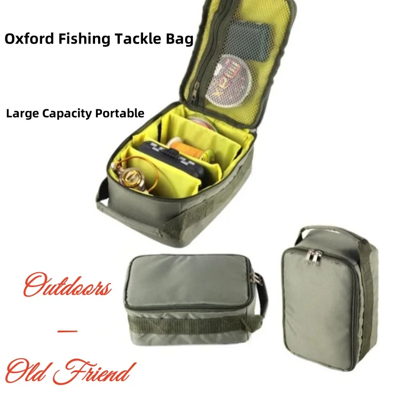 

Oxford Fishing Tackle Bag Large Capacity Portable Fishing Reel Lure Hook Gear Storage Handbag Outdoor Fishing Reel Case hot sale