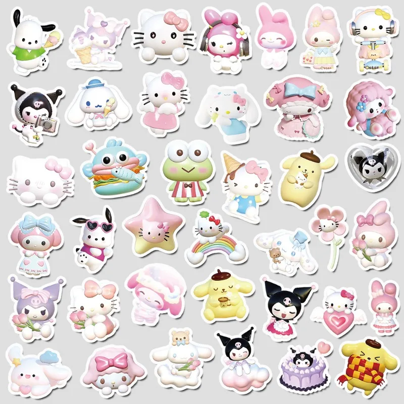 10/30/50pcs Kawaii Sanrio Stickers Aesthetic Hello Kitty Kuromi My Melody Cartoon Decals Toys Cute Decorative Stationery Phone