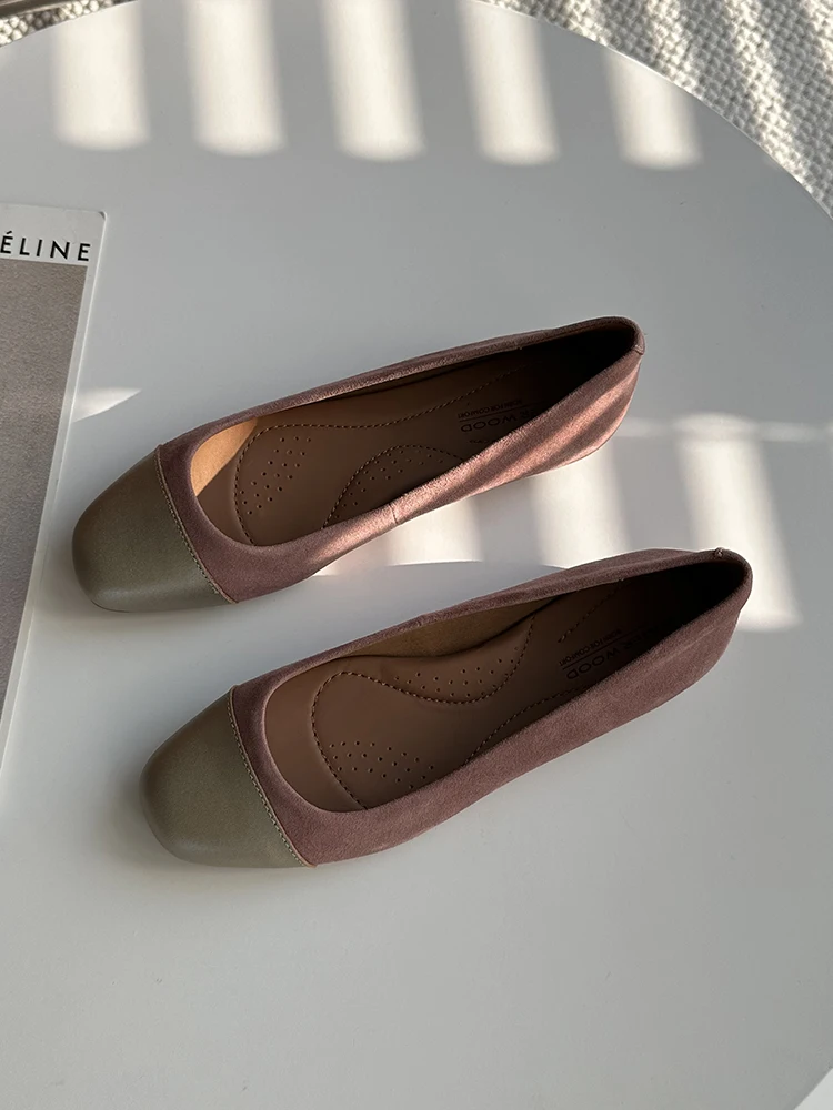 

Spring 2024 New Sle Women's Faion Flat Bule oes Soft Bot Lamb Nubu Slip-On Commute Simple Match All Beans oes