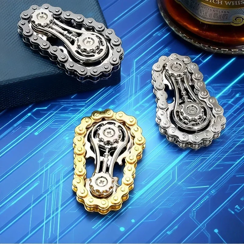 新しいスプロケットフライホイール指先ジャイロフィジェットスピナー抗ストレス不安金属バイクチェーン EDC スピナーフィジェットおもちゃ大人のための