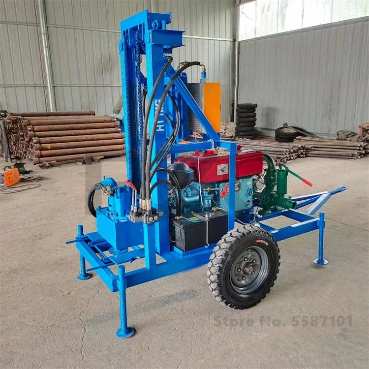 120m 150m Depth 22HP Diesel Engine Water Well Drilling Rig Water Well Drilling Machine Mobile Rig With Wheels And Tractor