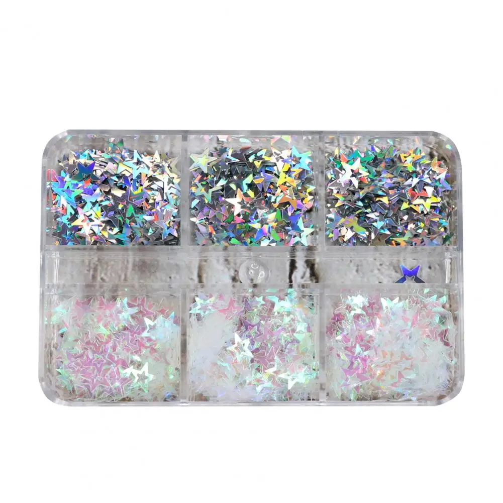 1 Box Nail Sequins 3D Flake DIY Nail Art Accessories Colorful Star Glitter Sequins Manicure Supplies for Nail Design