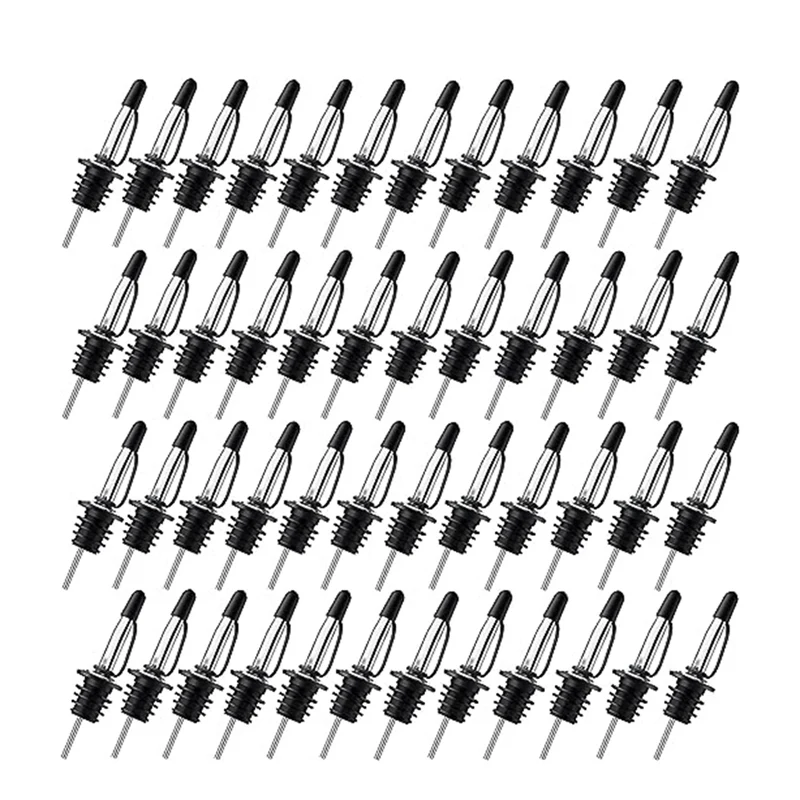 

50 Stainless Steel Wine Pourers 1-Piece Cap Wine Spouts Wine Bottles With Stoppers