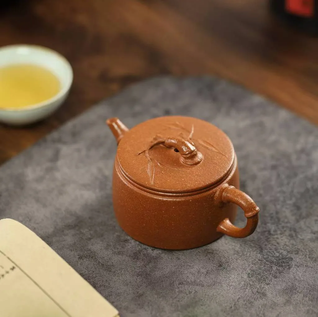 High Quality Real Yixing Jasaho Zisha Clay Teapot Purple Pot Descending Slope Mud Handmade Stick Bamboo Leaf Rhyme