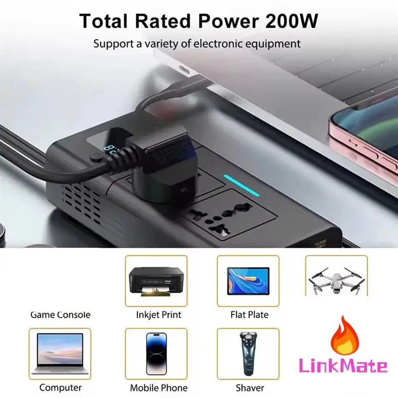 Przetwornica samochodowa 220V 12 na 220 V Przetwornica samochodowa do pojazdów 12V