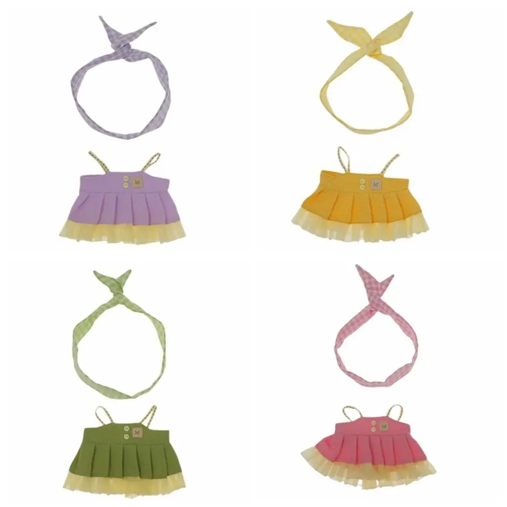 Trägerkleid 20 cm Baumwolle Puppenkleidung Rock Outfit Baumwolle Puppenkleid Schleife Haarband Mini Puppenkleidung Kindergeschenk