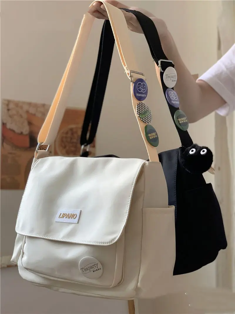 Üniversite öğrencileri için Vintage kanvas postacı çantası, okul ve iş için rahat omuzdan askili çanta Crossbody çanta kadın çantası okul çantası