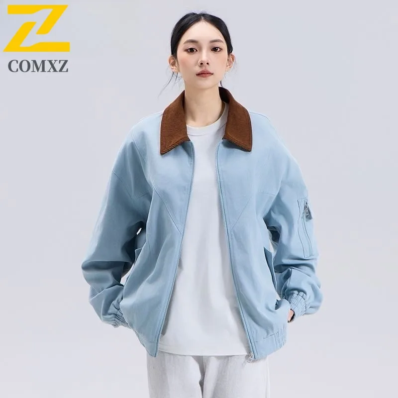 

COMXZ дышащие куртки с отложным воротником, свободные модные водонепроницаемые байкерские куртки для кемпинга, работы, 2024, пальто высокого качества, мужская одежда