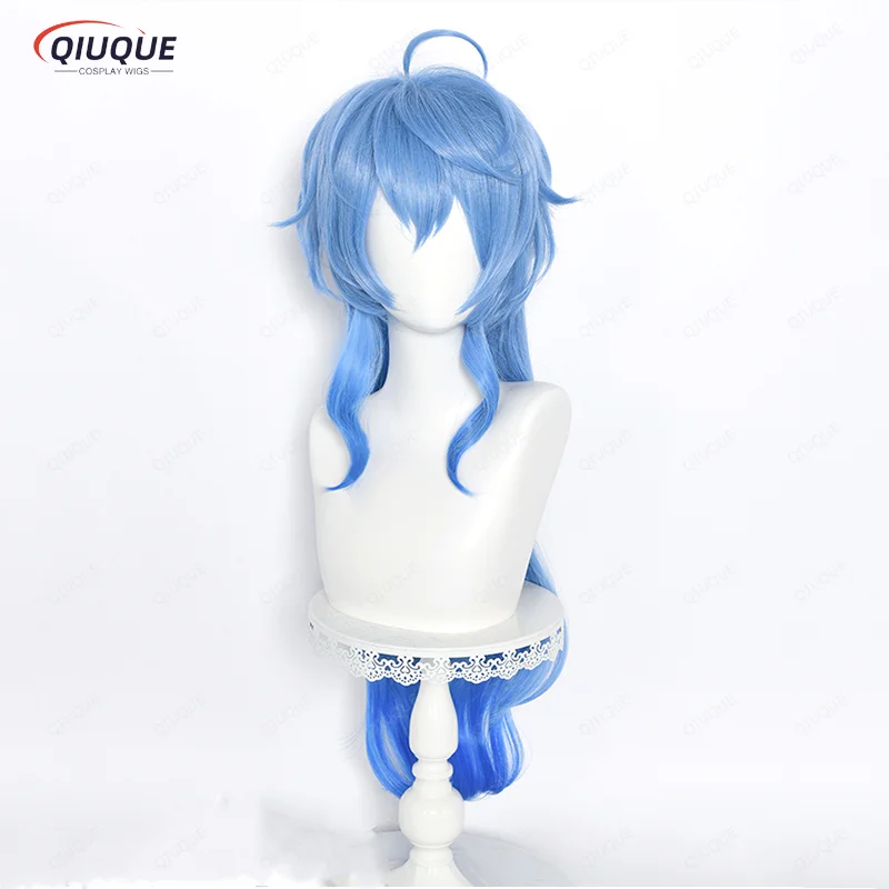 Game Impact Ganyu Cosplay Wig High Temperature Resistant Ironable Anim Blue Gradient Wigs For Gan yu Cosplay + Wig Cap