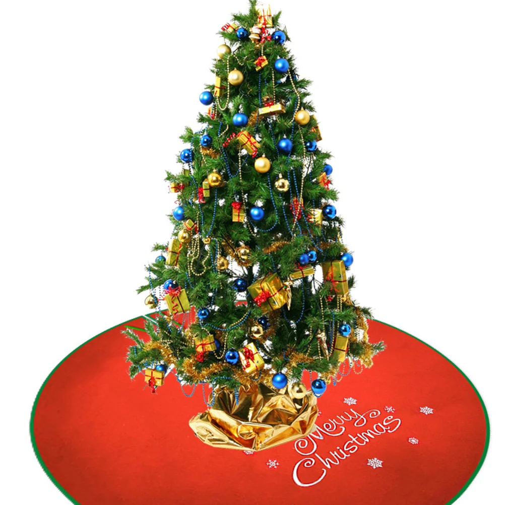 

Christmas Red Tree Skirt Crochet Xmas Ornament Rug Festive Floor Cloth Sequin Decor Holiday Carpet