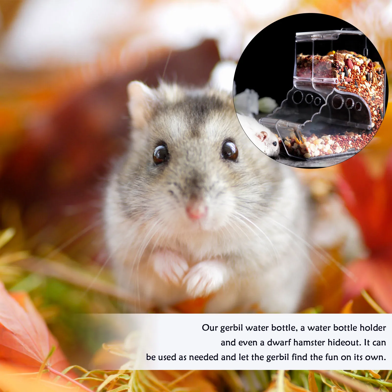 

Automatic Hamster Feeder Multi Functional Water Bottle Holder Dwarf Hideout Clean Practical Compact Small Pets