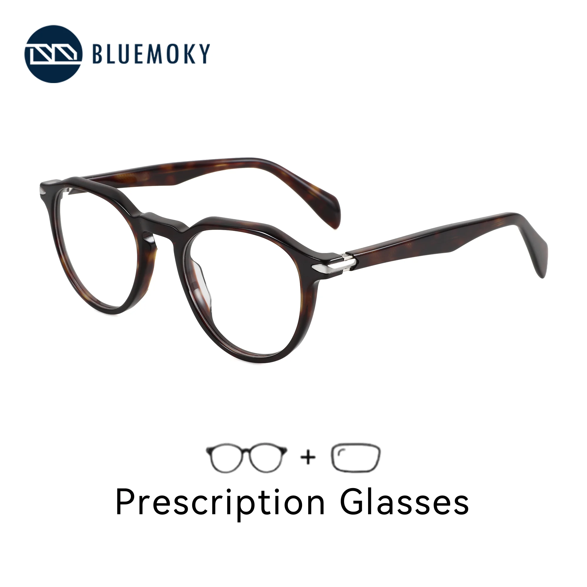 BLUEMOKY S Size Acetate Round Correction Eyeglasses with Prescription Glasses Men Women Anti Blue Light Myopia Eyewear
