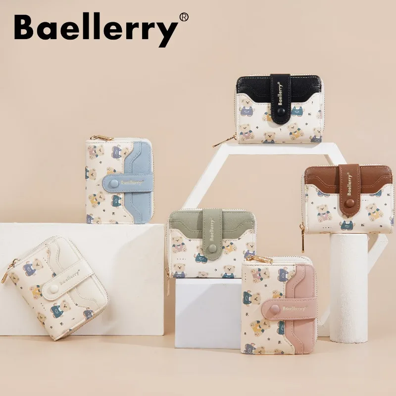 Cute Cartoon Bear Wallet Women Zipper Coin Purse Card Holder All in One Mini Wallet Student Fashion Small Purse