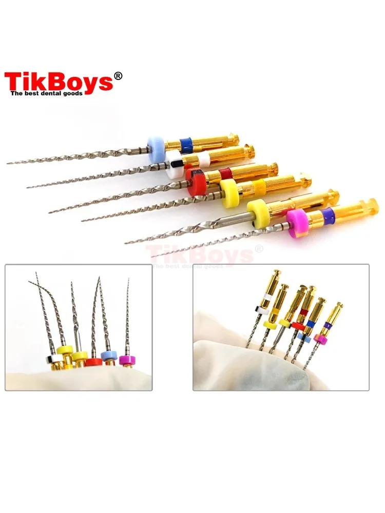 6 sztuk/paczka 25mm pilnik do kanału korzeniowego Plus pilniki endodontyczne Nitinol pilnik dentystyczne pilniki obrotowe narzędzia doustne zginane materiały dentystyczne Super — zdjęcie 2