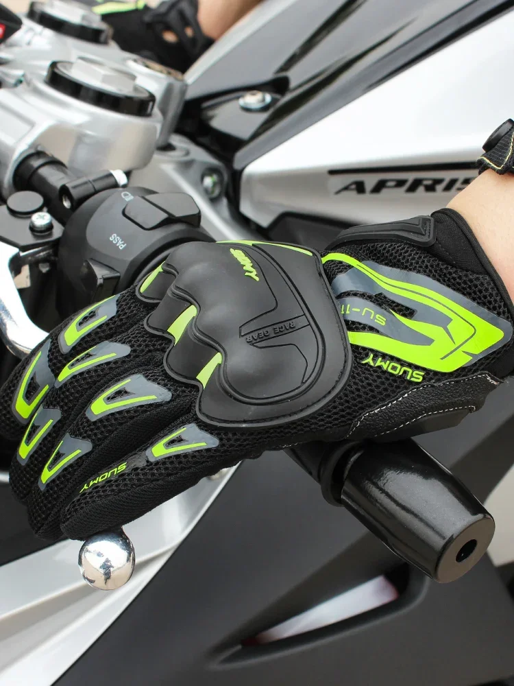 Suomy Motorcycle Breathable Summer Mesh Gloves Moto Men Women Touch Screen Full Finger Anti-Slip Fashion Racing Motorbike Glove