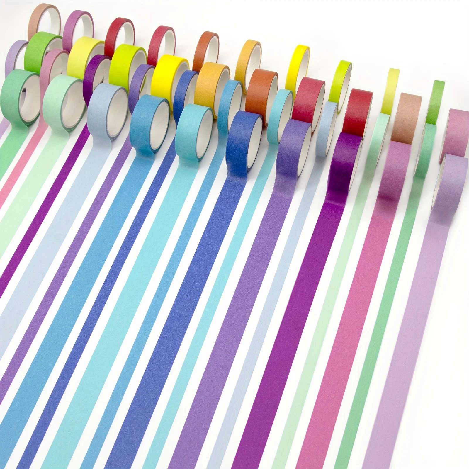 レインボー装飾テープ、色付き和紙テープ、ジャーナリング用アートクラフト和紙テープ、スクラップブッキング用品、幅15mmのウォッシーテープ