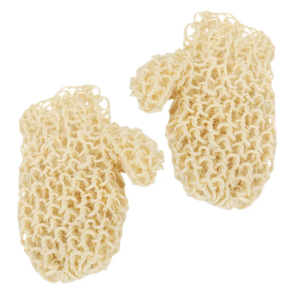 

1Pair Natural Sisal Exfoliation Gloves Bath Shower Gloves Skin Scrubbing Mittens Reusable Deep Clean Dead Skin Body Wash