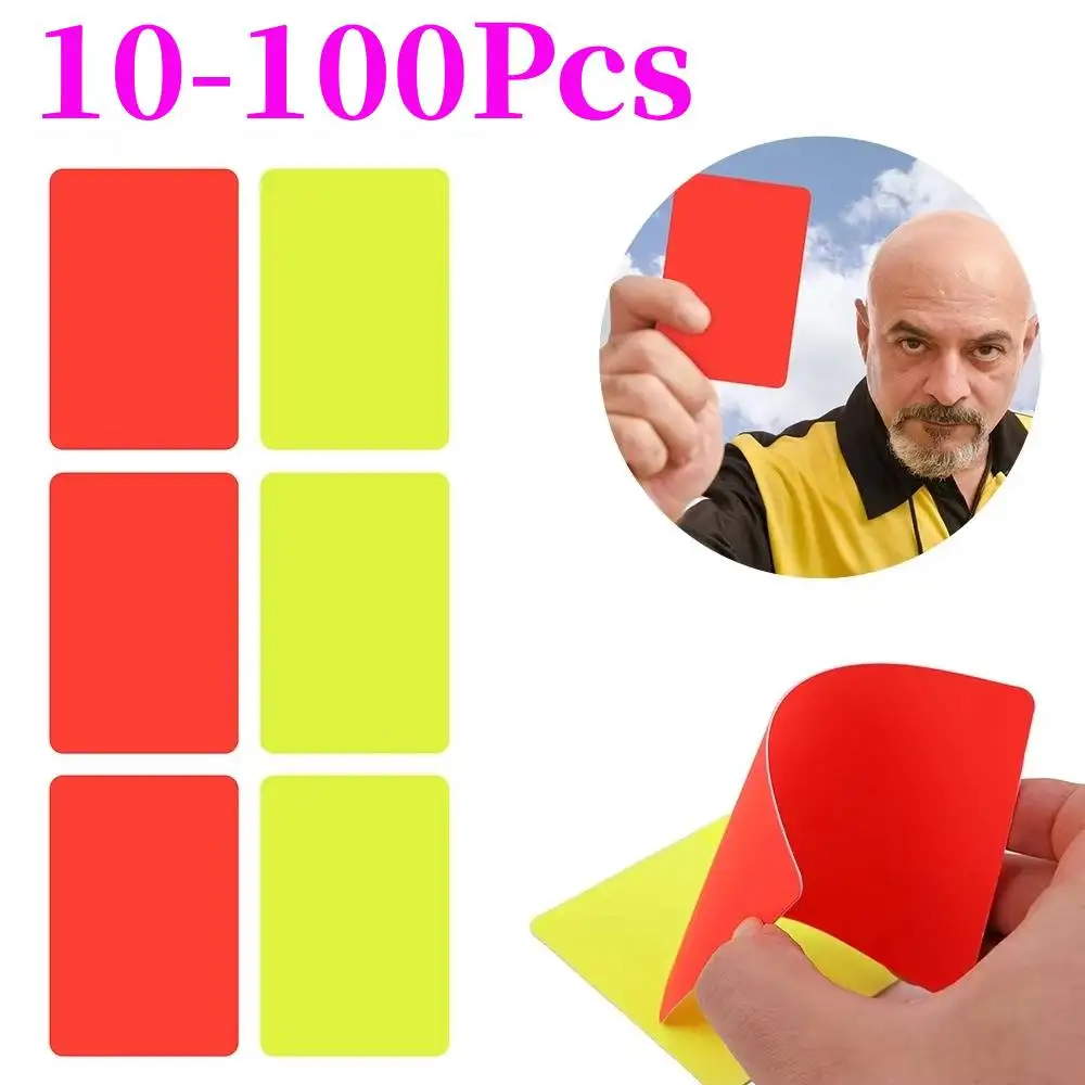 

10-100 шт., ПВХ футбольный арбитр, красная, желтая карта, футбольный матч, тренировочный инструмент 3,2x4,3 дюйма, предупреждающая и выбросная карта, футбольные принадлежности