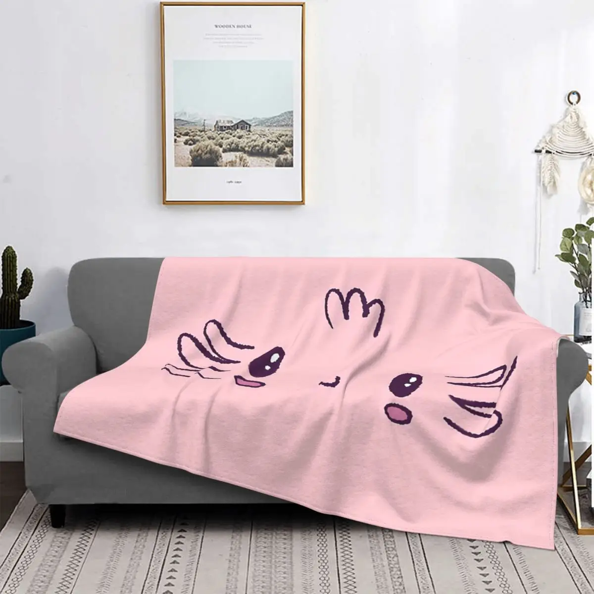 Cute Face Blanket Axolotl Lover Plush All Season Cute Lightweight Throw Blankets For bed Rug Piece