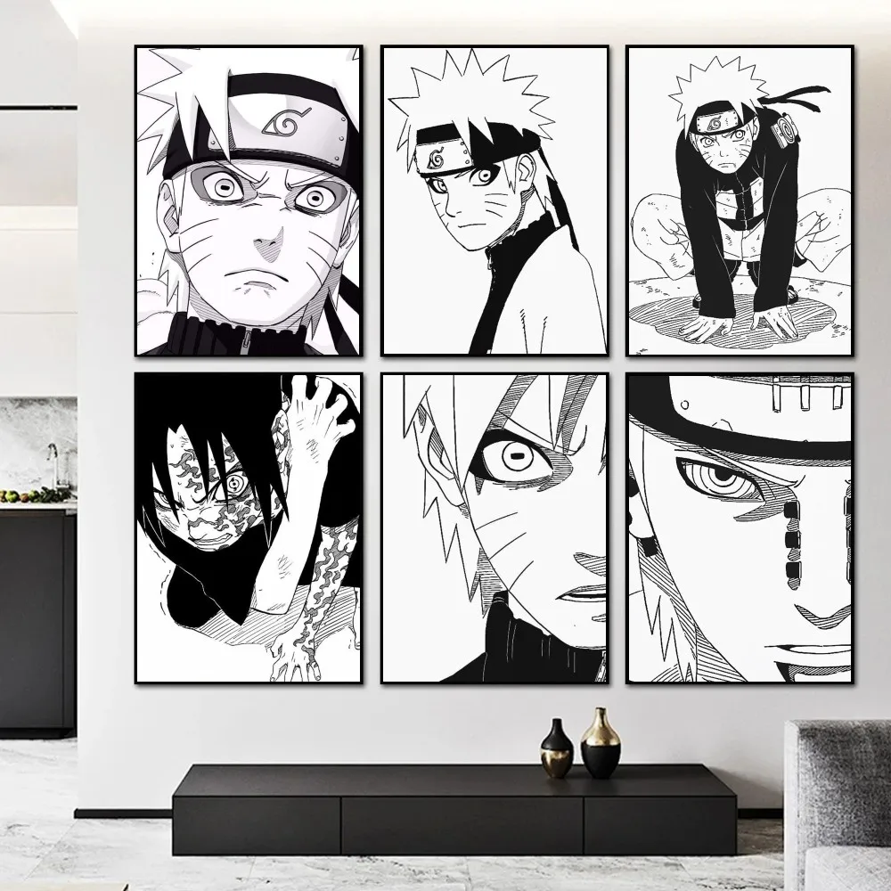 1pc B-BiliBili Anime Narutos Manga Poster Self-adhesive Art Waterproof Paper Sticker Coffee House Bar Room Wall Decor