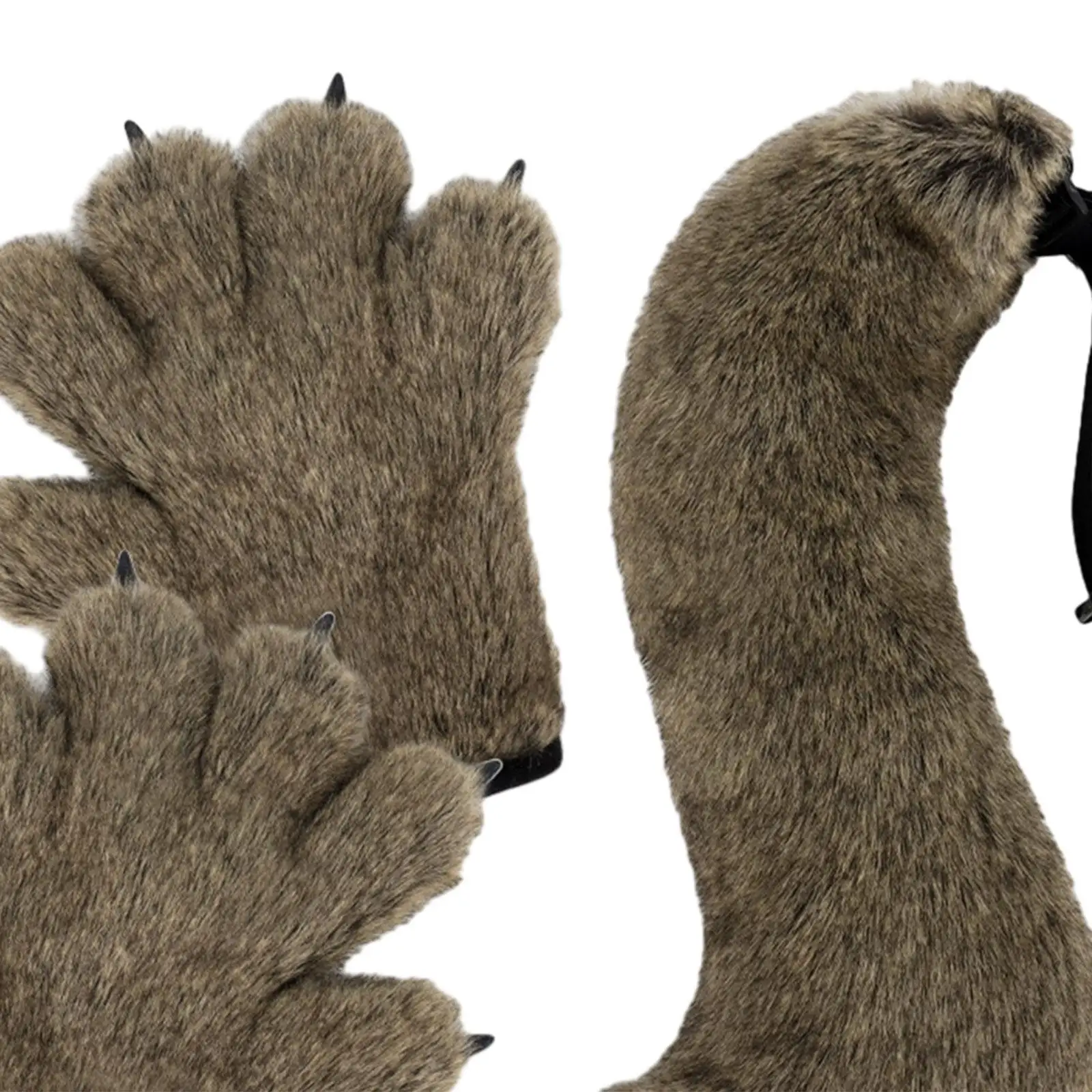 Juego de guantes y cola con patas de lobo de Halloween para festivales y actuaciones en escenario