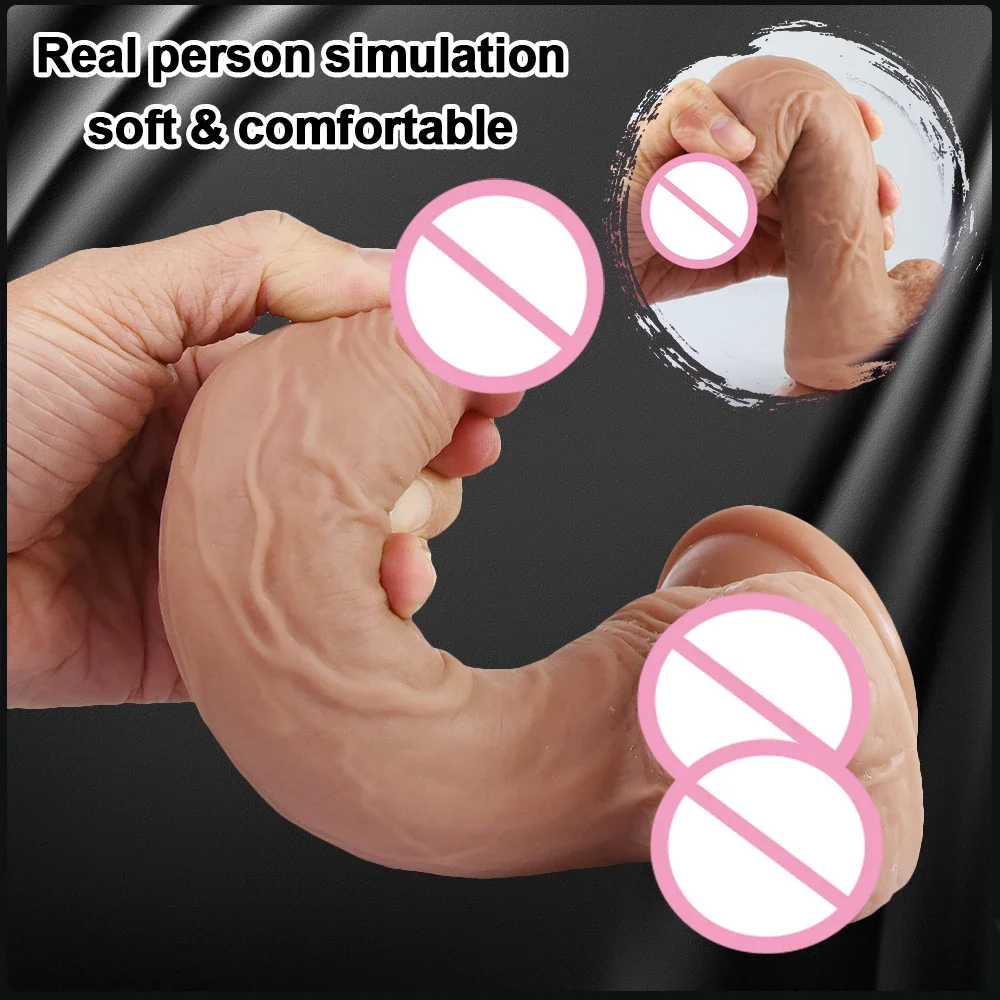 Consolador realista de 22,5 cm para mujer, Juguetes sexuales anales, pene falso grande enorme con ventosa, punto G Flexible, eje curvo y bola