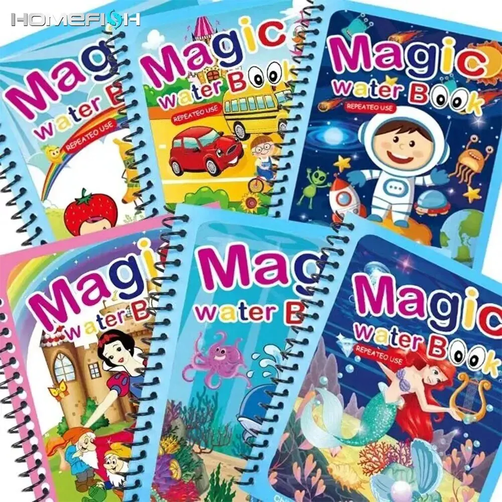 Livre de coloriage magique réutilisable, 1 livre + 1 stylo, peinture à l'eau, mentaires oriel, éducation précoce, jouets de dessin de puzzle