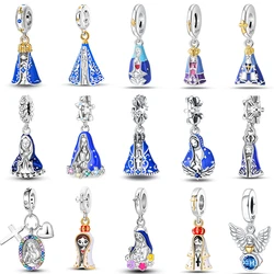 925 Sterling Silver Nossa Senhora Aparecida Dangle Cross Charms Pendants Fit Qikaola Original Bracelets DIY Jewelry For Women