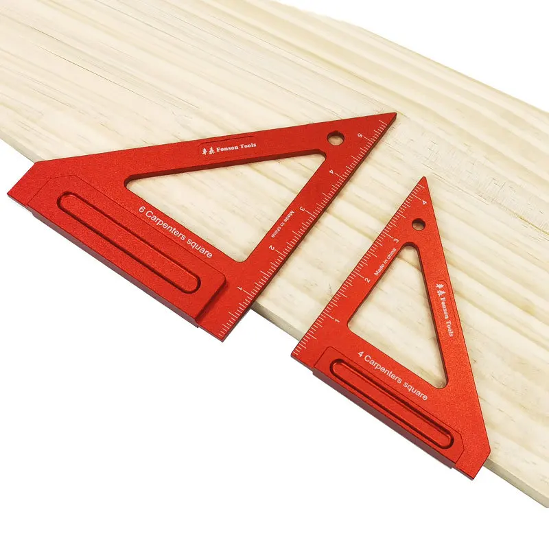 Carpenters Tools Aluminium 4 Inch Triangle Ruler 45/90 Degrees Angle Ruler speed square Marking Line Measuring Woodworking Tools