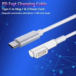 Type-C (USB-C) To Magsafe1 & 2 Fast Charging Cable Magnetic L / T Head For MacBook Air / Pro