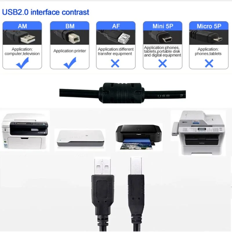 1.5/3/5/10M USB High Speed 2.0 A do B męski kabel do drukarki komputerowej przewód 3 stopy Plug and Play