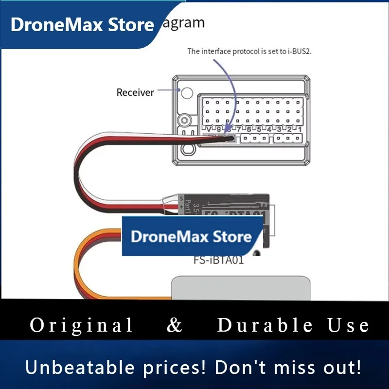 DroMaFlysky A32T-Telemetry Adapter Module FS-IBTA01 I-BUS2 Accessory Compatible-512M-8G DC3.5-9V 28X15x6mm