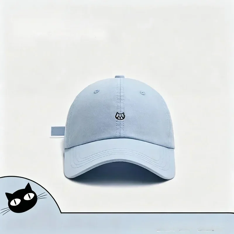 Low Profile Cat Embroidery Baseball Cap, Adjustable Cotton Dad Hat, Breathable Beige Sun Hat for Daily & Outdoor Use view 3