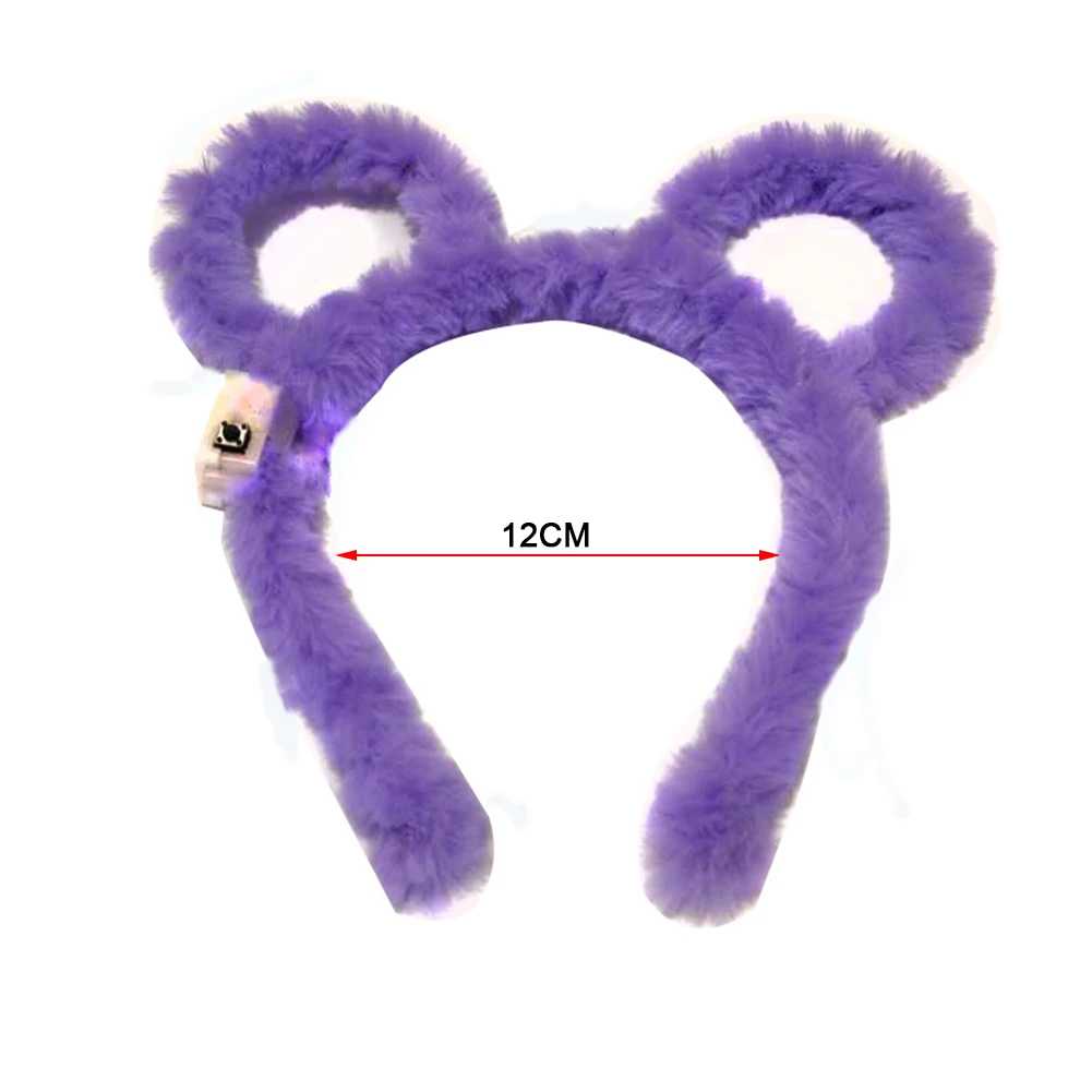 1PC Cute LED Plush Bear Ear Headband Kids Adult Light Up Hairband  Plush Glitter Hair Hoop Headwear Glow Hair Accessories