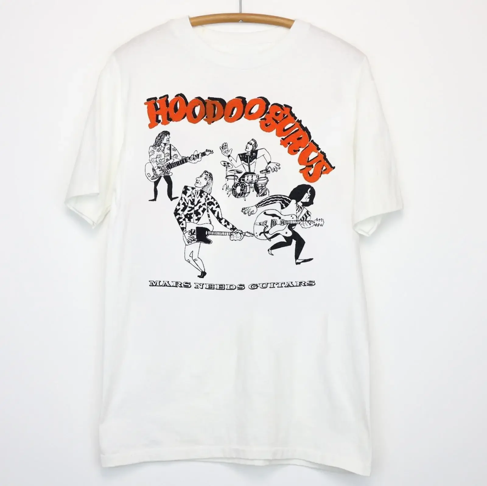 

Rare Hoodoo Gurus Mars Needs Guitars 1985 White S to 5XL T Shirt Gift Fans TM793