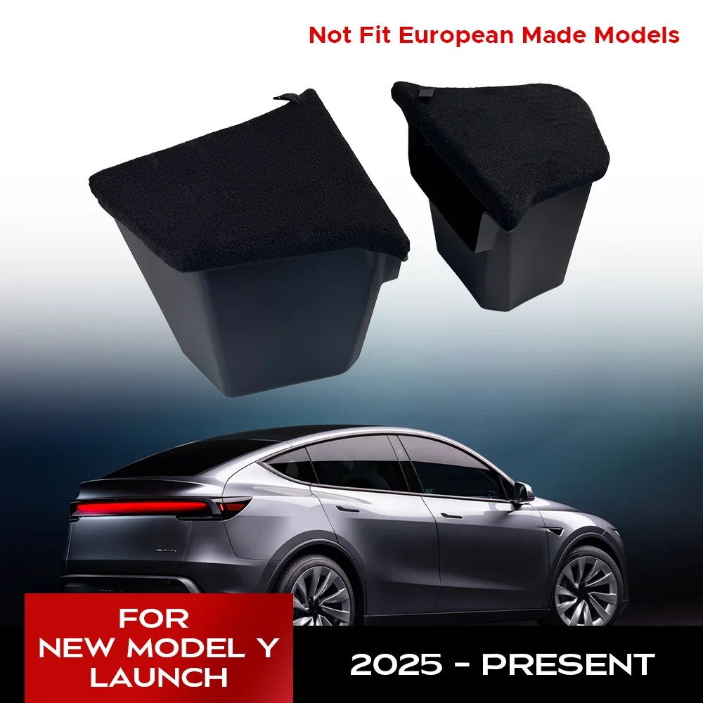 For Tesla New Model Y 2025 2026 Juniper Rear Trunck side Storage Box with Flocking or TPE Lids Covers and Drawstring