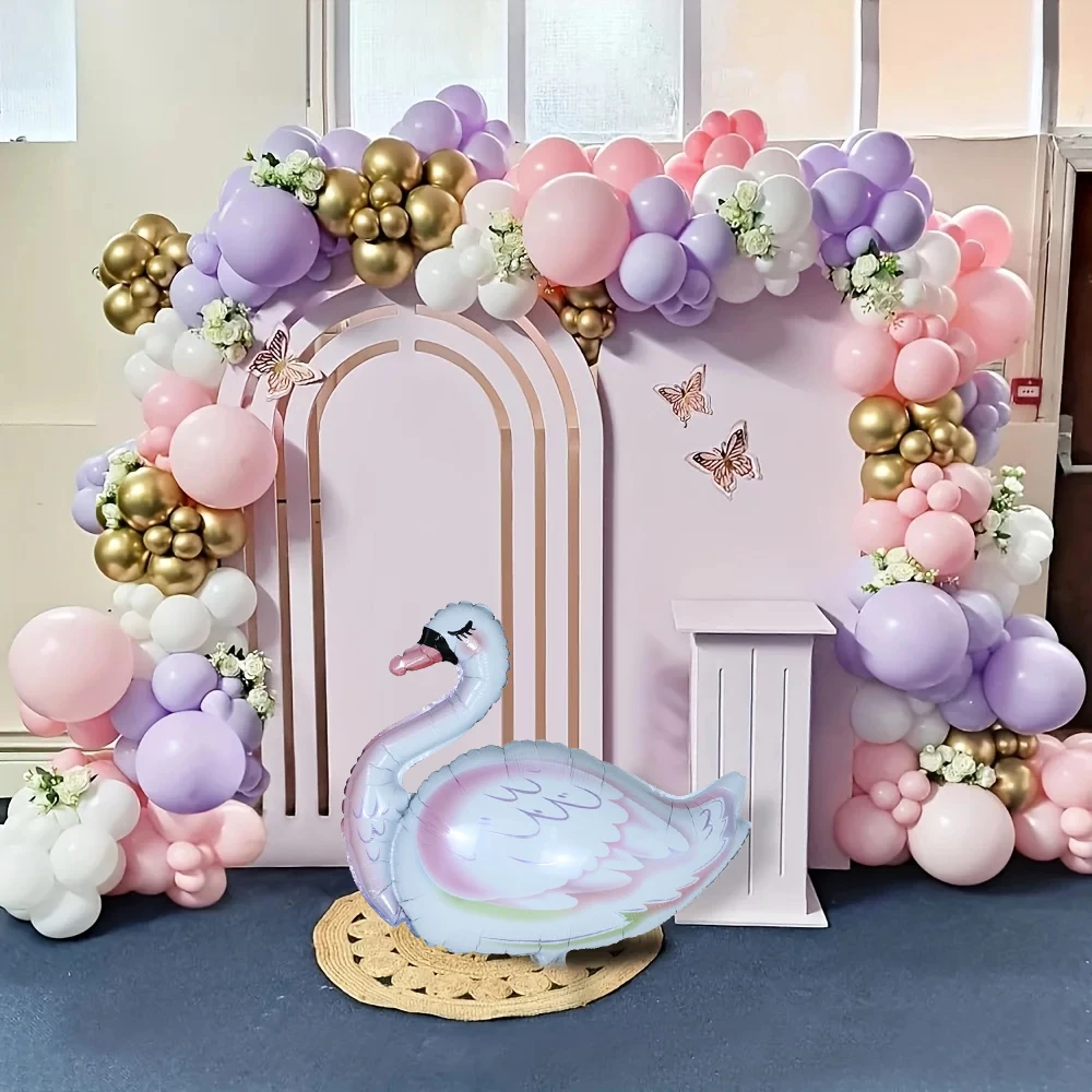 170 Stück Schwanenfolienballon Bogen Girlande Kit Rosa Lila Gold Latex Globos Szenenlayout Geburtstagsfeier Hochzeit Dekoration Lieferungen