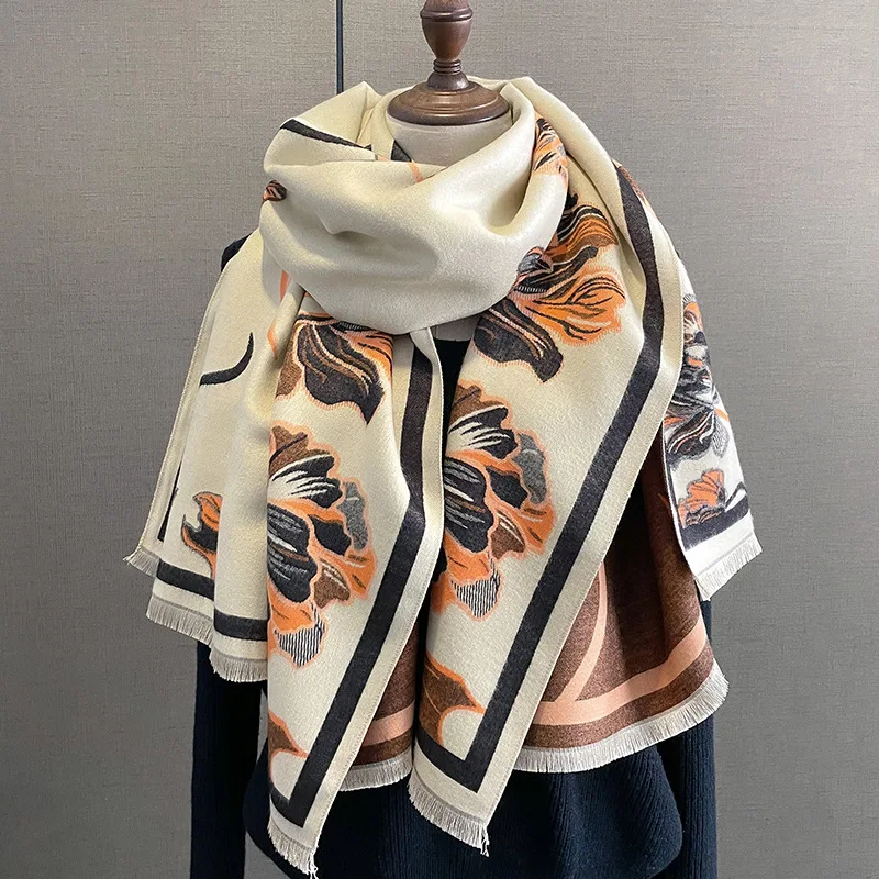 

Thick Warm Winter Cashmere Scarf for Women Print Blanket Shawl Wraps Foulard Female Pashmina 180*65cm Bufanda Soft Echarpe 2023