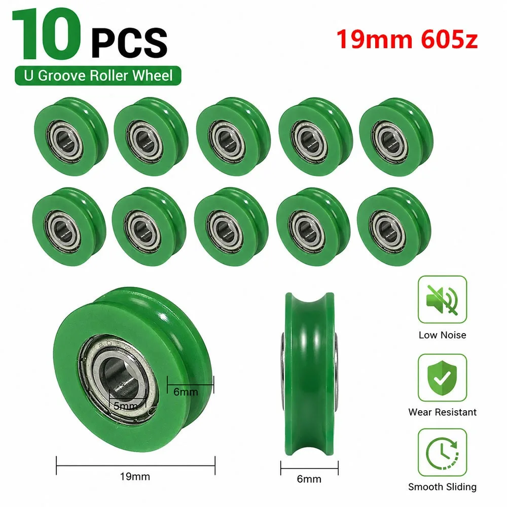 10Pcs 5mm U-Groove Guide Pulley Stainless Steel Nylon POM Bearing Pulley High Temperature Resistant Compact Size