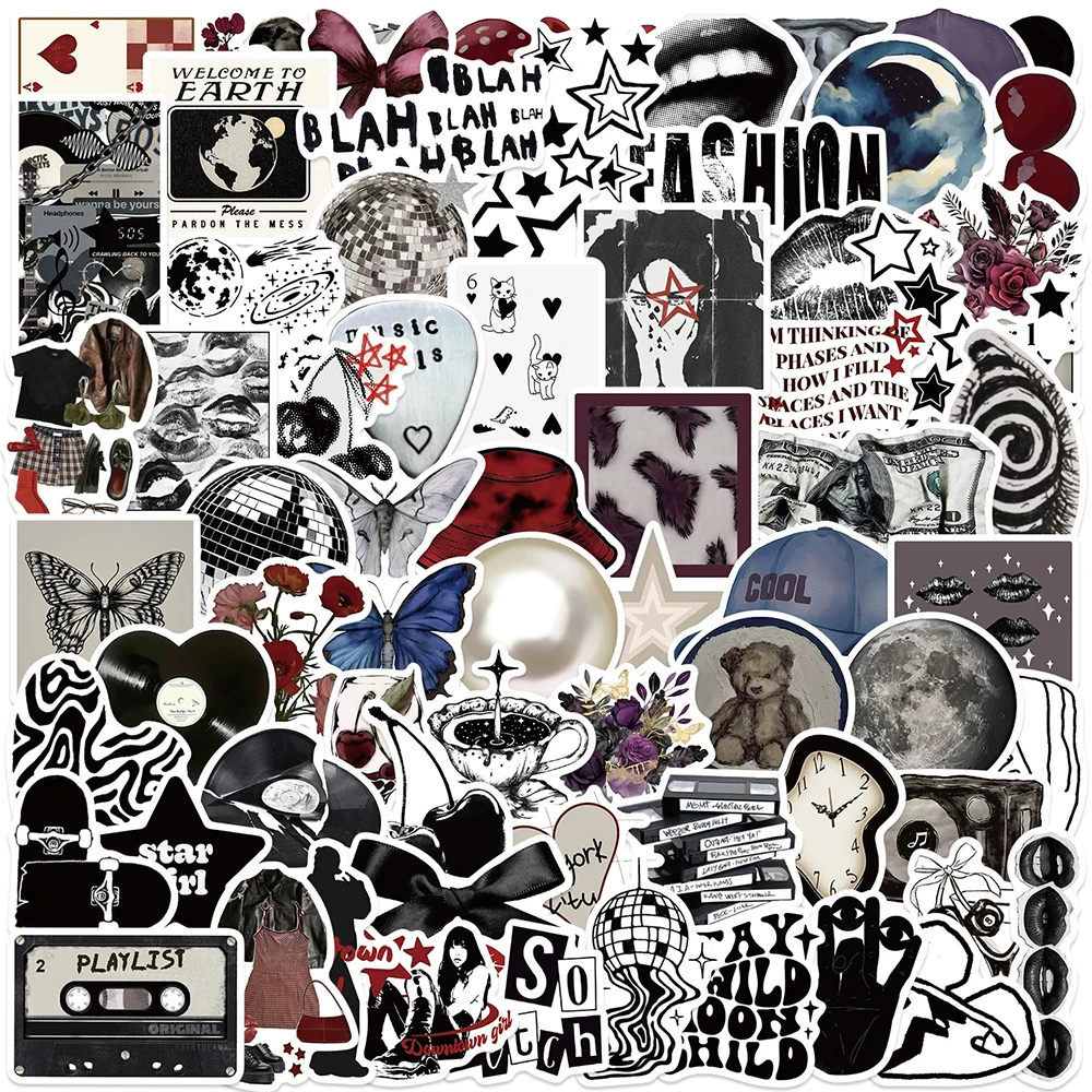 10/30/50/100pcs Dark Aesthetic Downtown Y2K Girl Stickers Cool Cartoon Creative Decals Skateboard Suitcase Phone Sticker Packing
