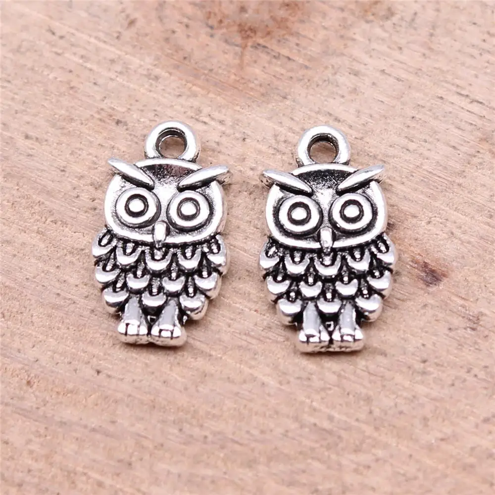 WYSIWYG 40pcs Charms 13x8mm Owl Charms For Jewelry Making DIY Jewelry Findings Antique Silver Color Alloy Charms Pendant