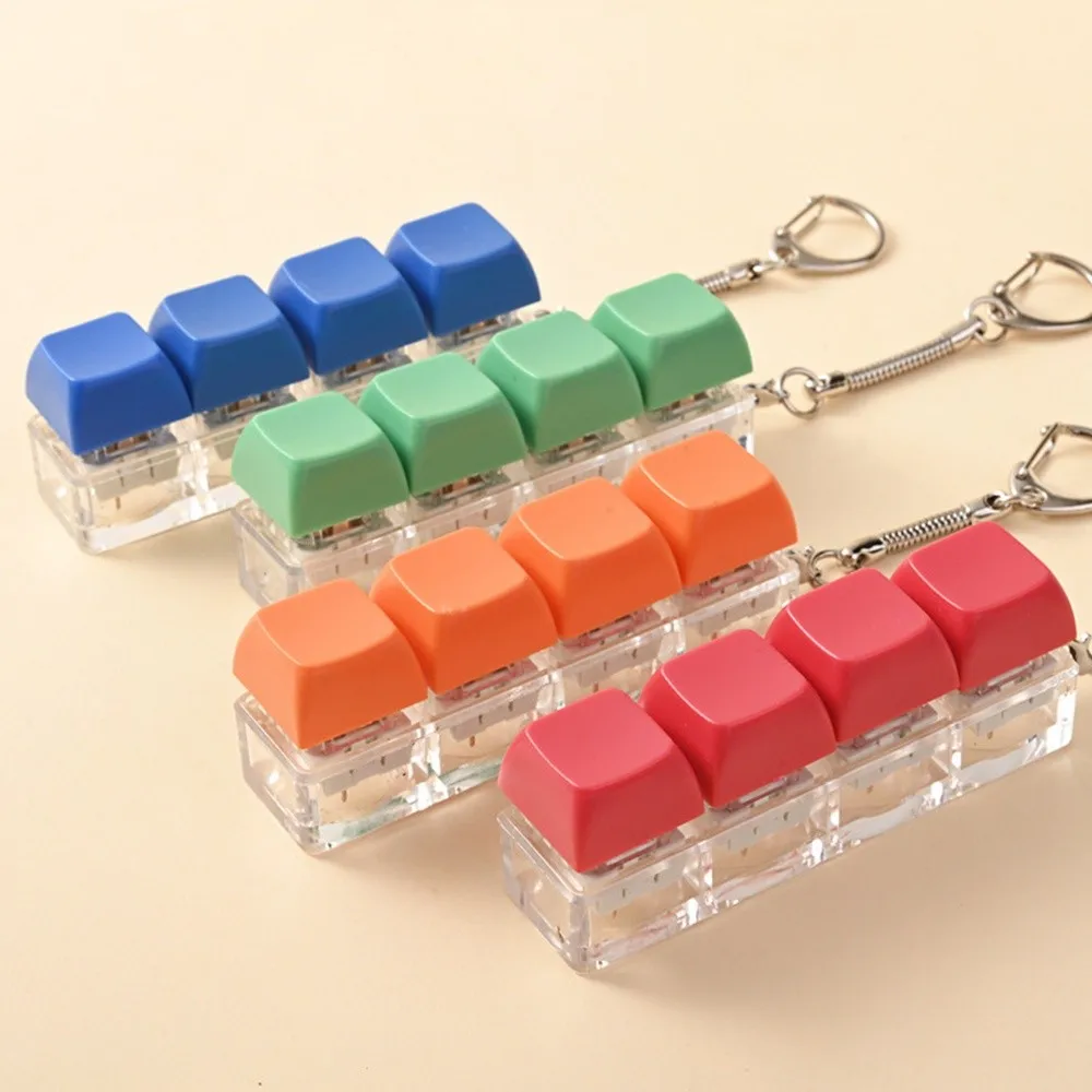 Relaxing DIY Keyboard Fidget Keychain No Lights Keycap Finger Keyboard Caps Pass The Time Relief Stress Clicker Toy