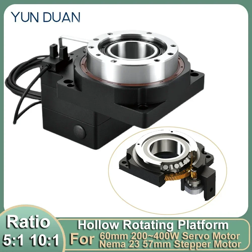 CNC Hollow Rotating Actuator Platform Laser Marking Rotary Table Indexing Plate Motorized Turntable Circular Positioning 4 axis