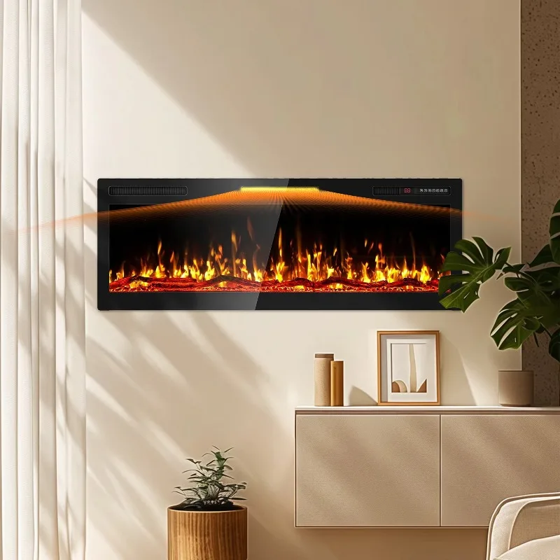 Electric Fireplace Insert with LED Light and Flame Effect Indoor/Outdoor Heating for Household or Hotel Use