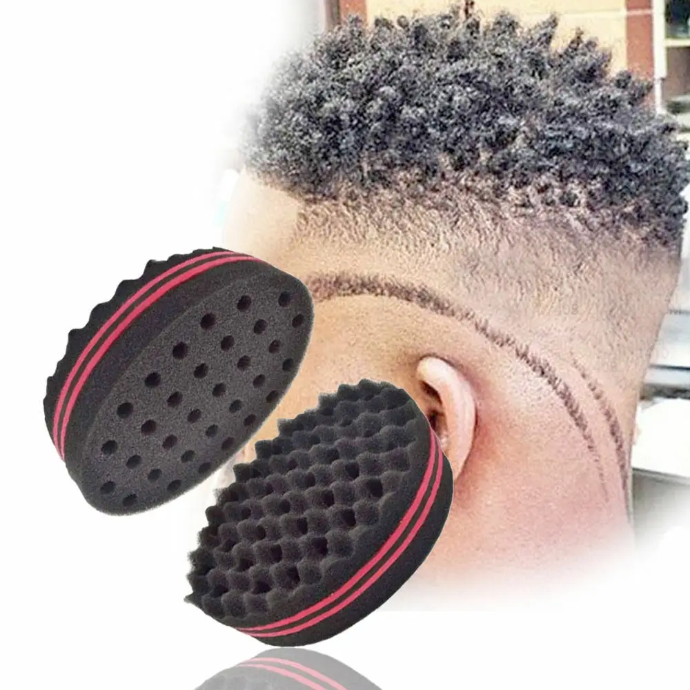 African Double Side Hair Sponge Twists Hair Styling Tool Barber Brush Portable Hair Braid Twist Hairbrush for Men