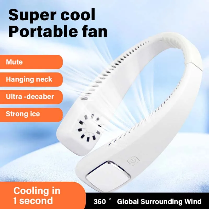 Portable Mini Neck Fan, Strong‑Wind Long‑Battery‑Life Personal Cooling Fan for Heat Relief Outdoor Travel
