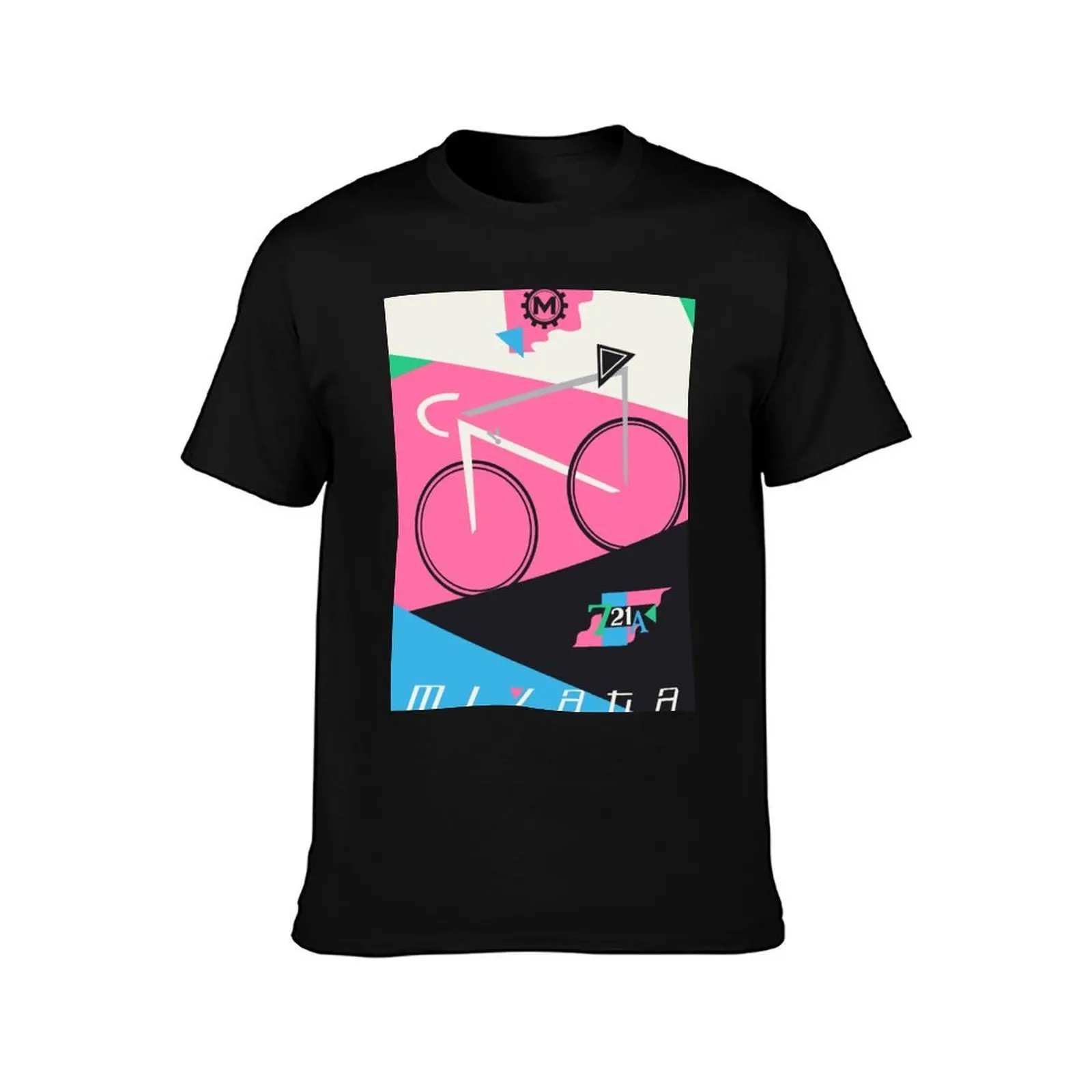 Miyata 721A Vintage Bike Bauhaus Poster T-Shirt, Summer Casual Cotton Tee, Oversized Streetwear Tops, Vintage Graphic Print