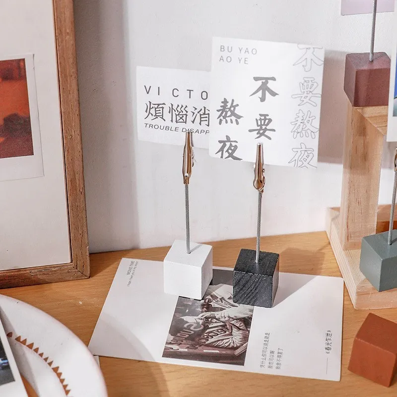 Wooden Memo Clips Holder Picture Holders With Clips for Pictures Card Paper Note Clip