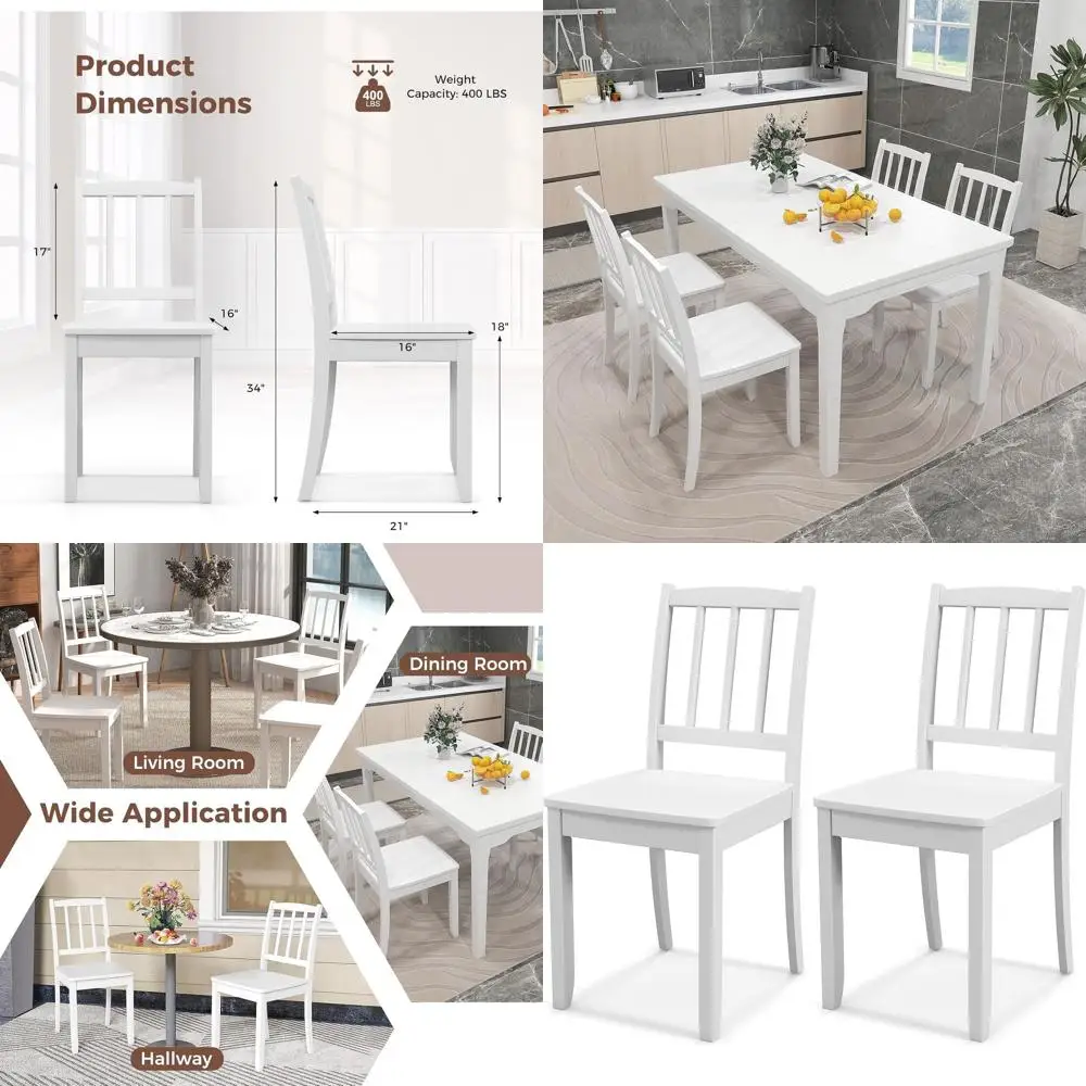 

Комплект из 2 деревянных обеденных стульев с ножками из каучукового дерева, изогнутой спинкой, дизайном в виде лестницы, подходит для столовой или кабинета, Supp