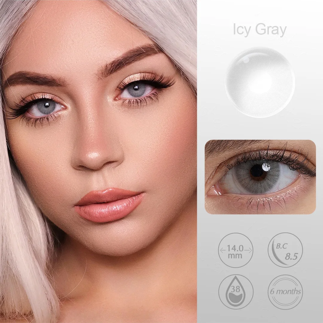 （0~-6.00）Natural Colored Contact Lenses with Prescription Myopia Lenses with Degree Brown Lenses Gray Pupils Fast Shipping